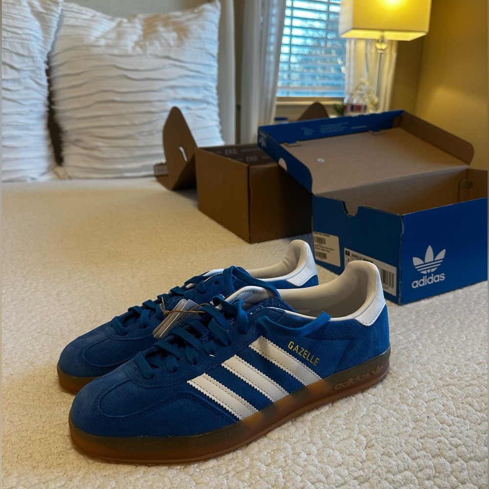 Blue Adidas Gazelles Unisex Sneakers